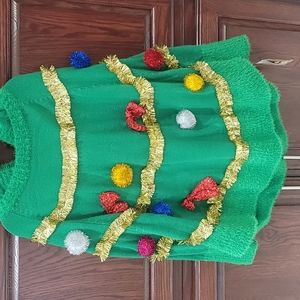 Merry and Bright, tree poncho sweater ,Size L-XL